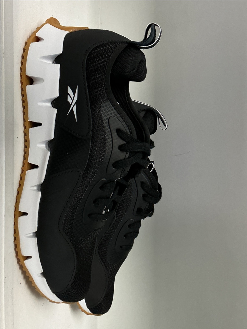Reebok Kids Black and White Runner Sneakers with Gum Outsole